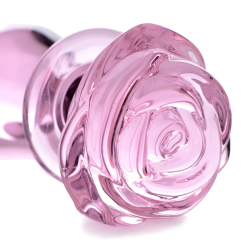 Pink Rose Glass Anal Plug