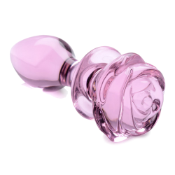 Pink Rose Glass Anal Plug
