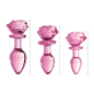 Pink Rose Glass Anal Plug