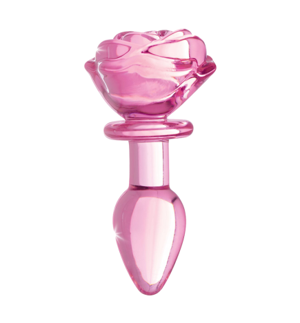 Pink Rose Glass Anal Plug