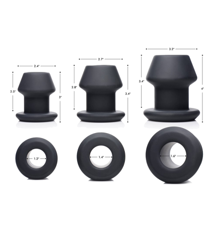 Gape-Grommets 3 Piece Hollow Silicone Anal Dilator Set