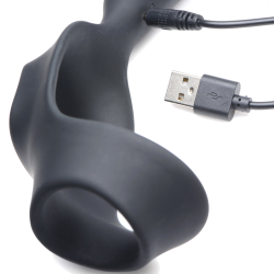 10X P-Bomb Silicone Cock & Ball Ring with Vibrating Anal Plug