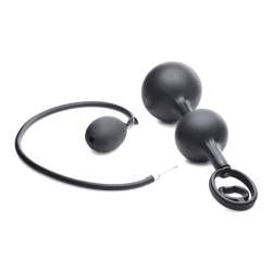 Devils Rattle Inflatable Silicone Anal Plug with Cock Ring
