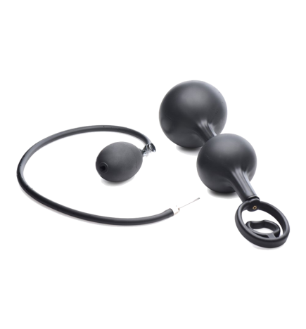 Devils Rattle Inflatable Silicone Anal Plug with Cock Ring