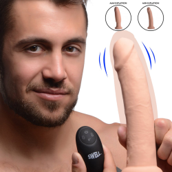 7X Inflatable and Vibrating Remote Control Silicone Dildo - 8.5"