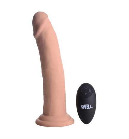 7X Inflatable and Vibrating Remote Control Silicone Dildo - 8.5"