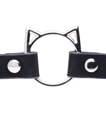 Kinky Kitty Ring Slim Choker - Black