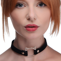 Kinky Kitty Ring Slim Choker - Black