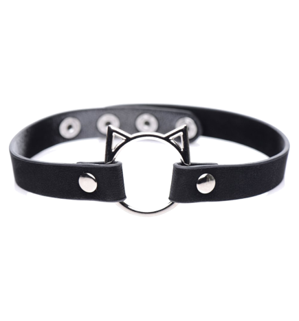 Kinky Kitty Ring Slim Choker - Black