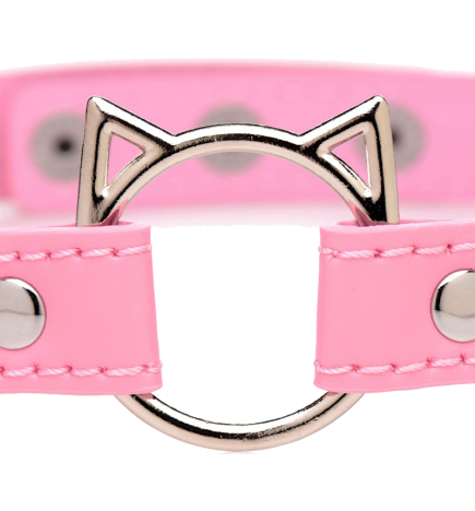 Kinky Kitty Ring Slim Choker - Pink