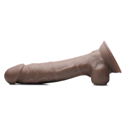 8 Inch Silexpan Hypoallergenic Silicone Vibrating Dildo - Dark