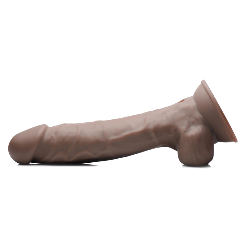 8 Inch Silexpan Hypoallergenic Silicone Vibrating Dildo - Dark