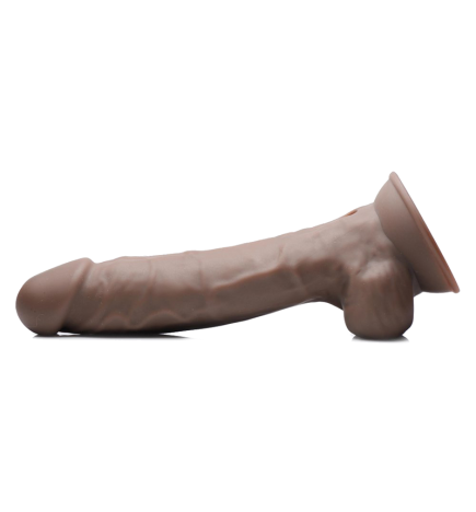 8 Inch Silexpan Hypoallergenic Silicone Vibrating Dildo - Dark