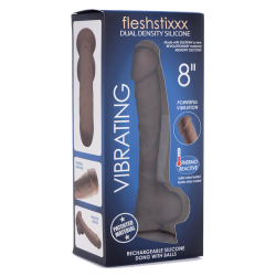 8 Inch Silexpan Hypoallergenic Silicone Vibrating Dildo - Dark