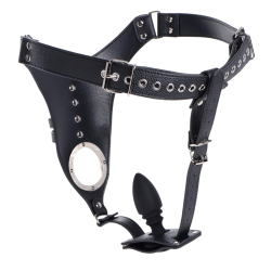 Male Chastity Harness with Silicone Anal Plug