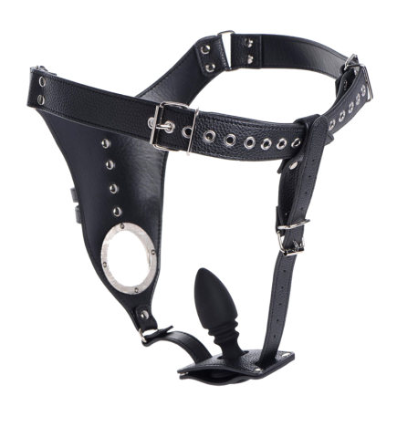 Male Chastity Harness with Silicone Anal Plug