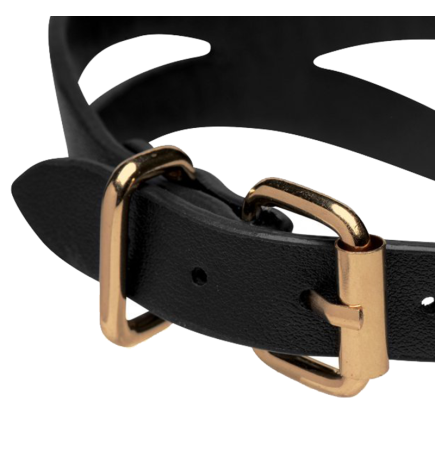 Bondage Baddie Black and Gold Collar with O-Ring