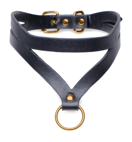 Bondage Baddie Black and Gold Collar with O-Ring