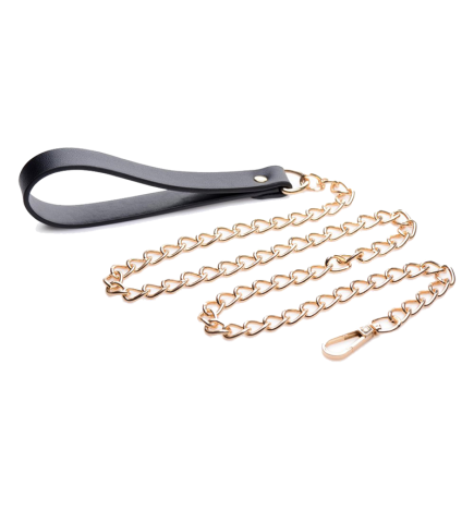 Leashed Lover Black and Gold Chain Leash
