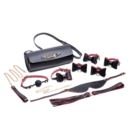 Black and Red Bow Bondage Set with Carry Case