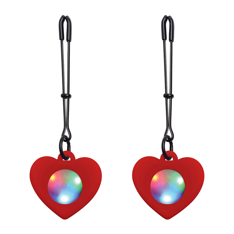 Silicone Light Up Heart Tweezer Nipple Clamps Silicone Light Up Heart Tweezer Nipple Clamps