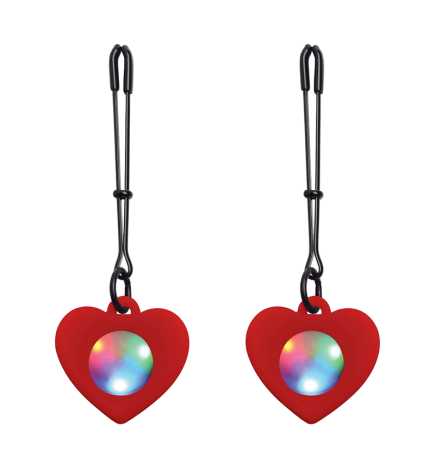 Silicone Light Up Heart Tweezer Nipple Clamps