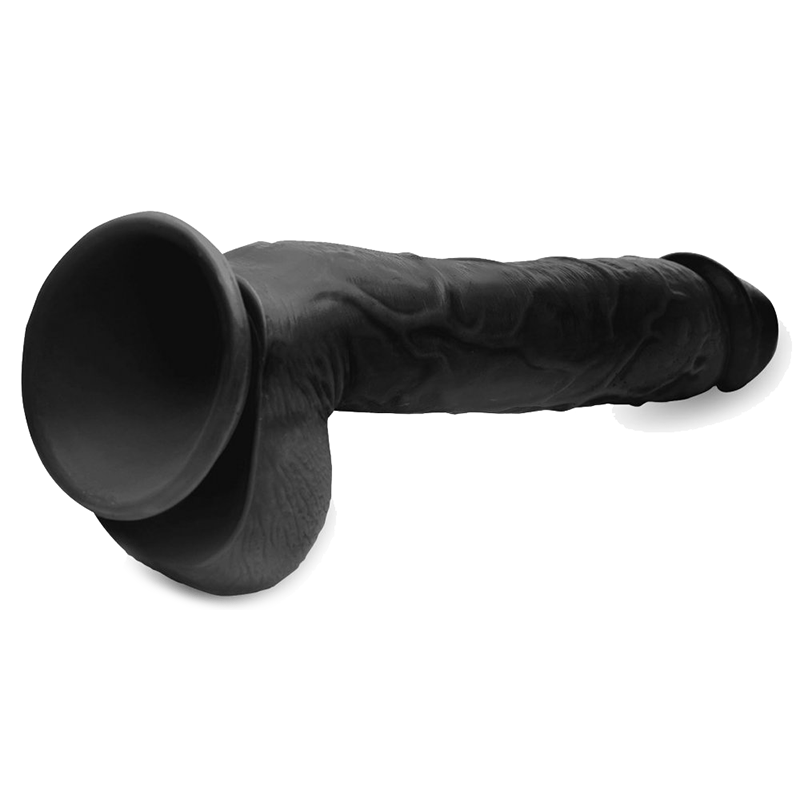 Long Logan 10 Inch Dildo with Balls - Black