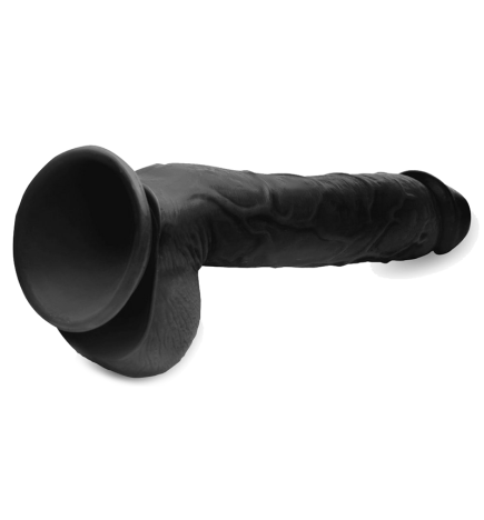 Long Logan 10 Inch Dildo with Balls - Black