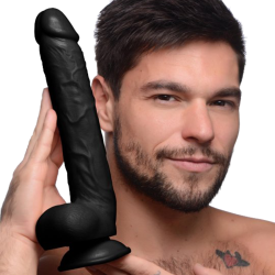 Long Logan 10 Inch Dildo with Balls - Black