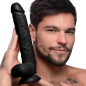 Long Logan 10 Inch Dildo with Balls - Black