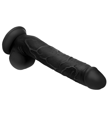 Long Logan 10 Inch Dildo with Balls - Black