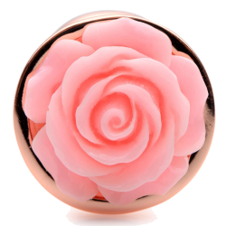 Rose Gold Anal Plug with Pink Flower