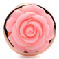 Rose Gold Anal Plug with Pink Flower