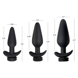 Interchangeable 10X Vibrating Silicone Anal Plug with Remote