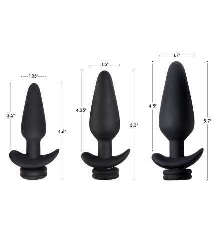 Interchangeable 10X Vibrating Silicone Anal Plug with Remote