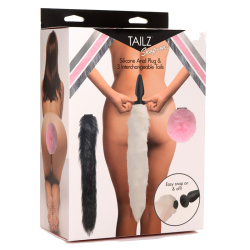Silicone Anal Plug with 3 Interchangeable Tails