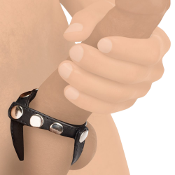 Leather Snap-on Cock Harness - Black
