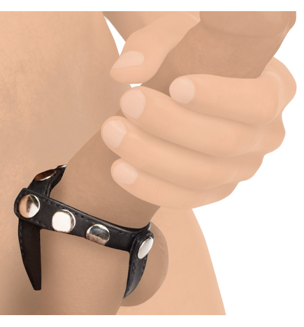 Leather Snap-on Cock Harness - Black