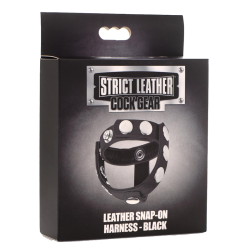 Leather Snap-on Cock Harness - Black