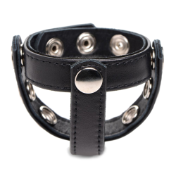 Leather Snap-on Cock Harness - Black