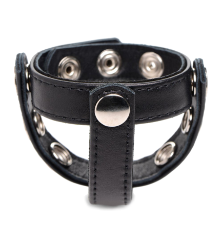 Leather Snap-on Cock Harness - Black