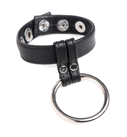 Leather and Steel Cock and Ball Ring