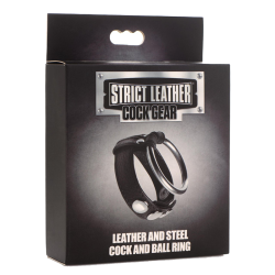 Leather and Steel Cock and Ball Ring