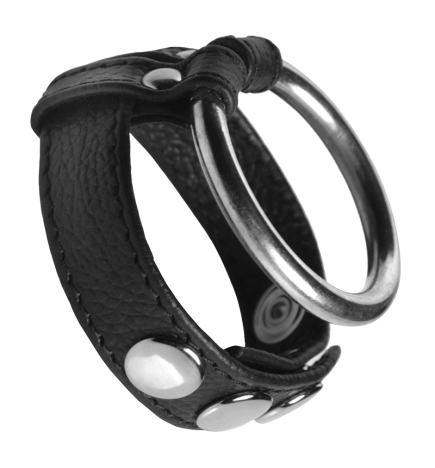 Leather and Steel Cock and Ball Ring