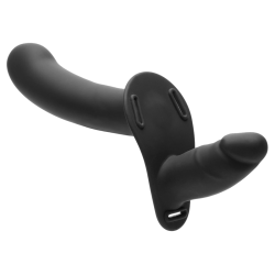 28X Double Diva 1.5 Inch Double Dildo with Harness - Black