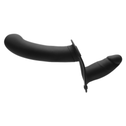28X Double Diva 1.5 Inch Double Dildo with Harness - Black