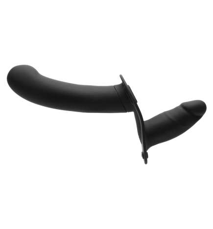 28X Double Diva 1.5 Inch Double Dildo with Harness - Black