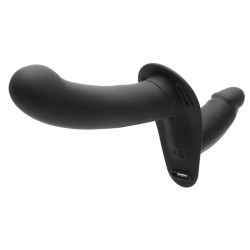 28X Double Diva 1.5 Inch Double Dildo with Harness - Black