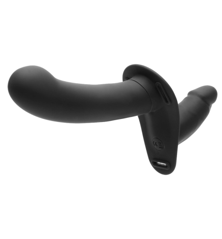 28X Double Diva 1.5 Inch Double Dildo with Harness - Black