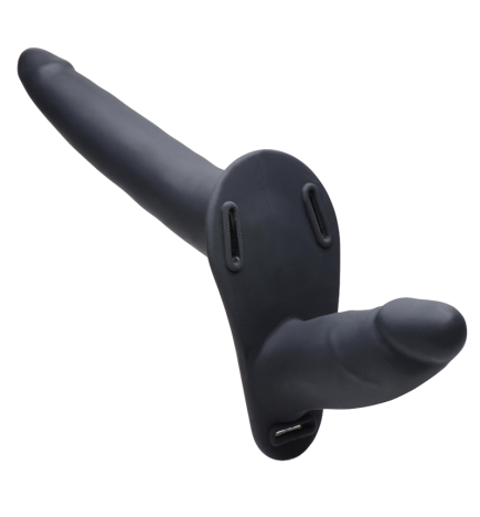 28X Power Pegger Beginner Vibrating Double Dildo with Harness
